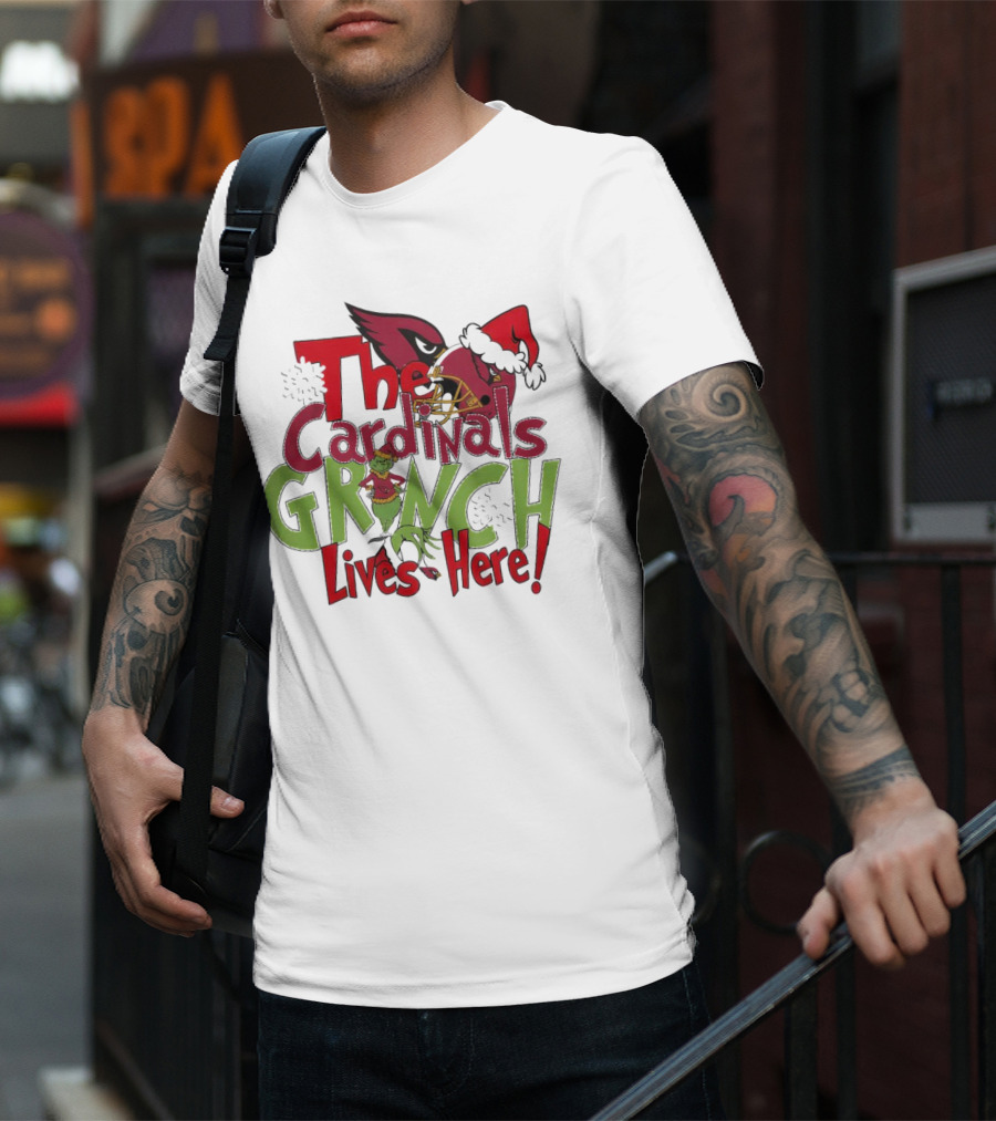 The Cardinals Grinch Lives Here Christmas Arizona T-Shirt