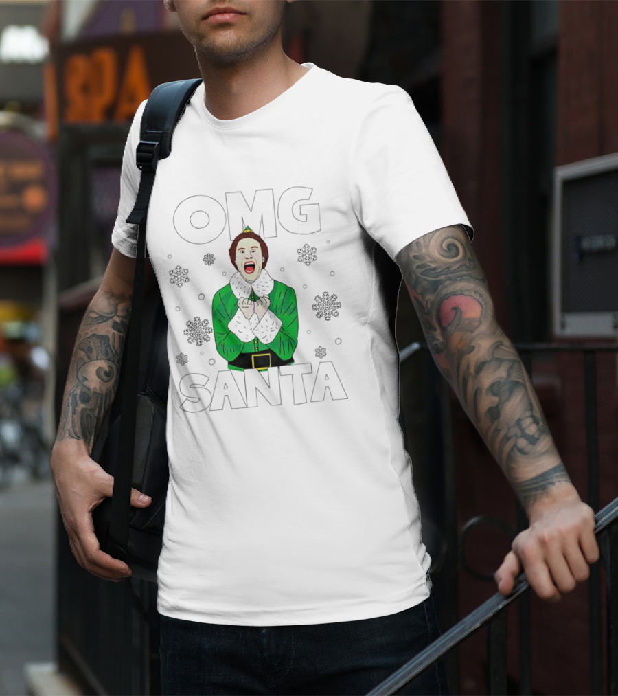 OMG Santa Christmas Elf Excited Reaction T-Shirt