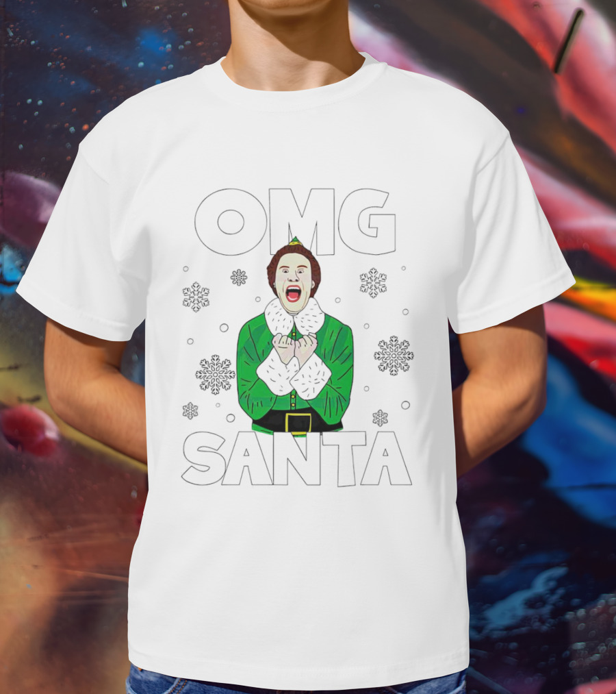 OMG Santa Christmas Elf Excited Reaction T-Shirt