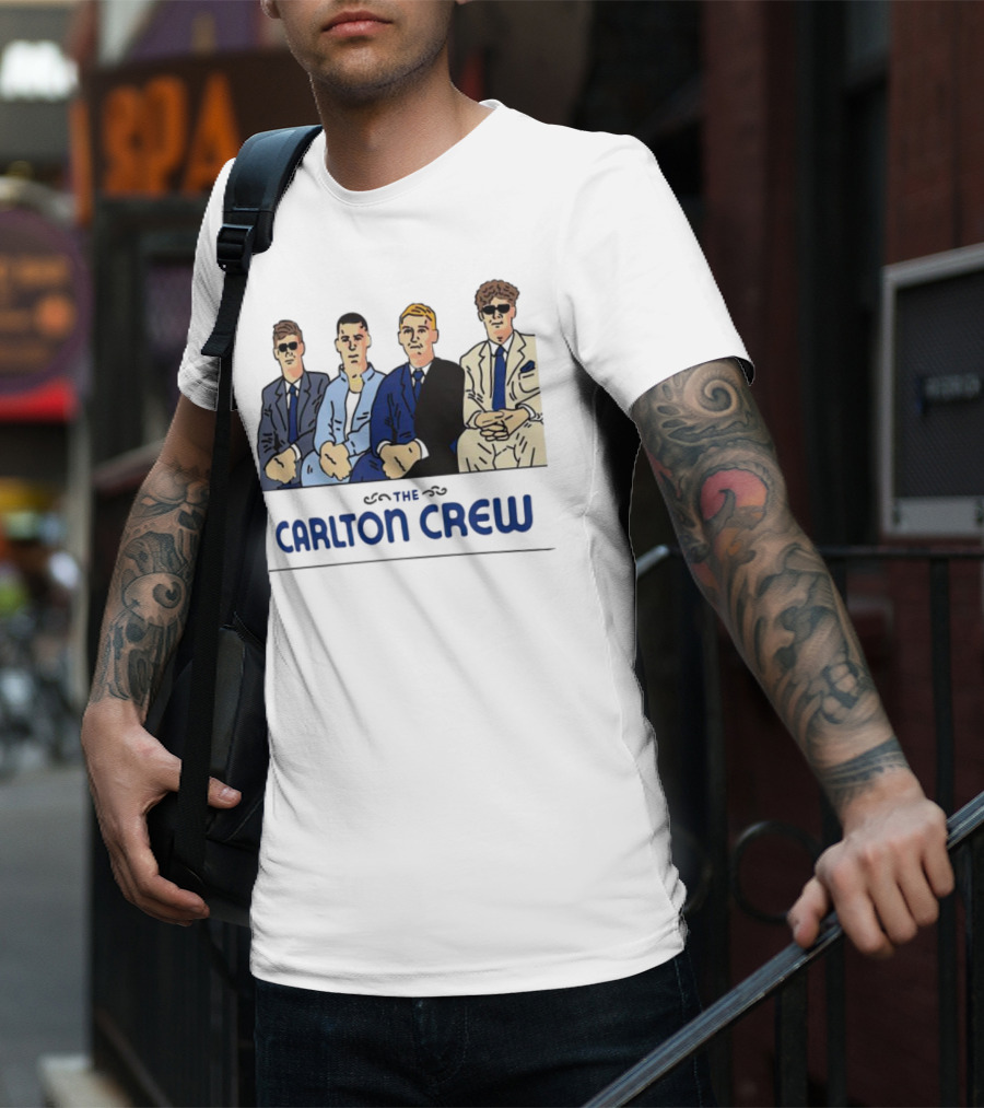 Carlton Crew Cartoon Characters In Suits And Sunglasses T-Shirt