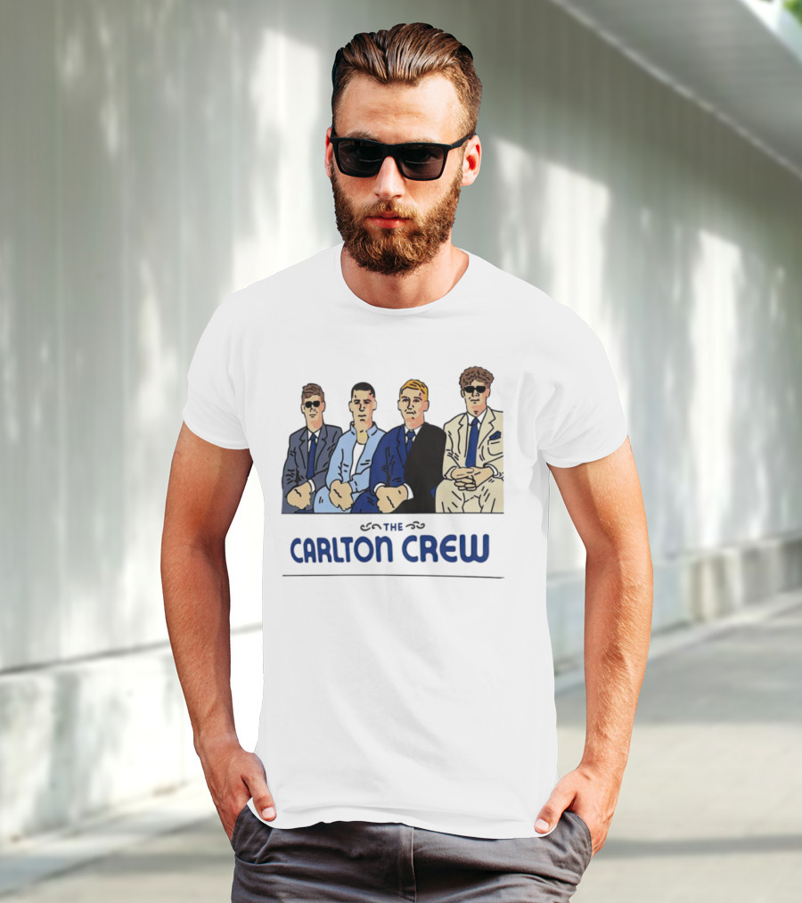 Carlton Crew Cartoon Characters In Suits And Sunglasses T-Shirt