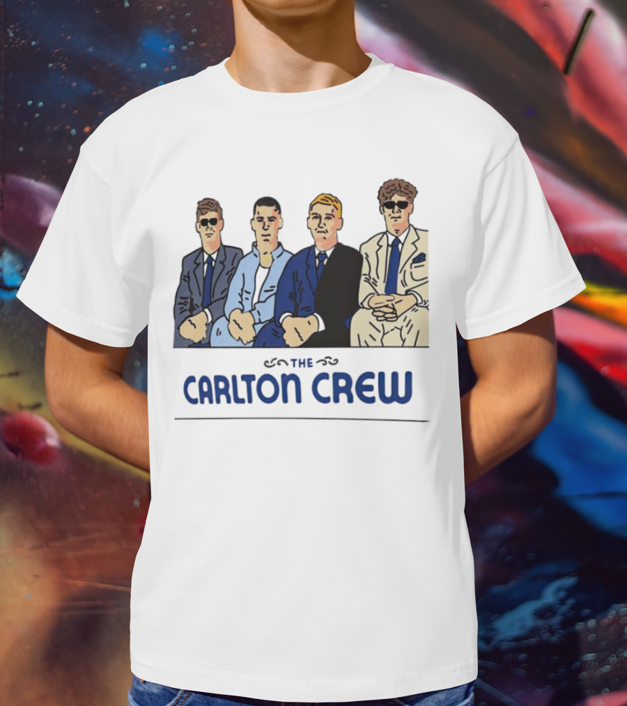Carlton Crew Cartoon Characters In Suits And Sunglasses T-Shirt