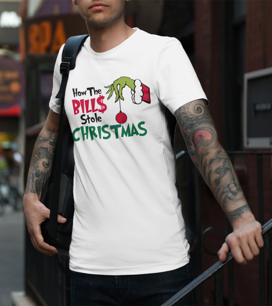 How The Bills Stole Christmas Grinch Hand T-Shirt