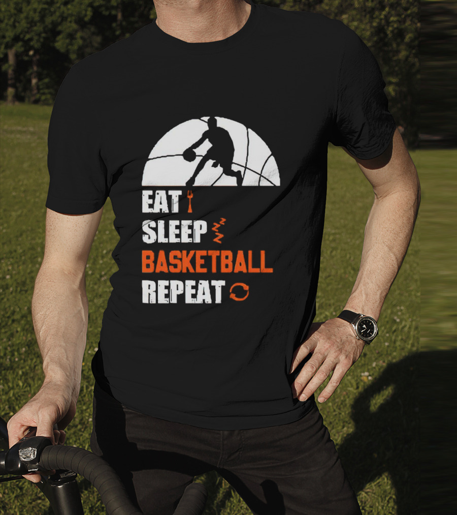 Eat Sleep Basketball Repeat Player Silhouette Ball T-Shirt