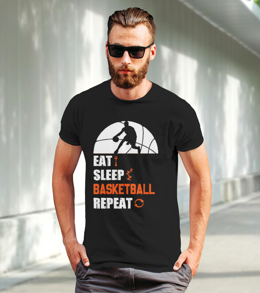 Eat Sleep Basketball Repeat Player Silhouette Ball T-Shirt