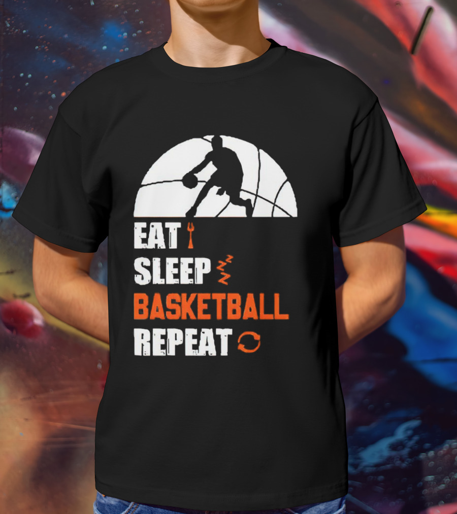 Eat Sleep Basketball Repeat Player Silhouette Ball T-Shirt