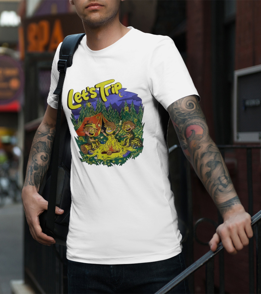 Let's Trip Around Campfire Cartoon Adventure T-Shirt