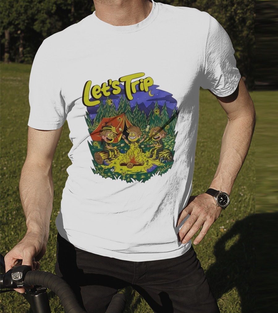 Let's Trip Around Campfire Cartoon Adventure T-Shirt
