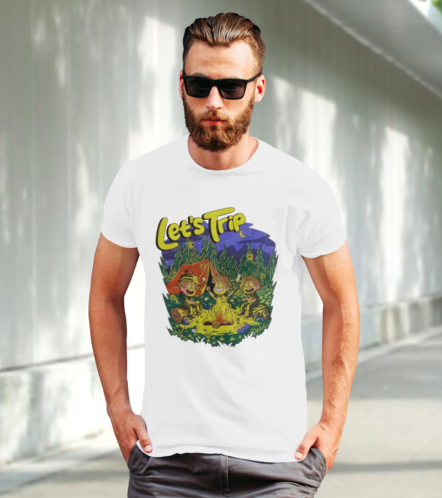 Let's Trip Around Campfire Cartoon Adventure T-Shirt