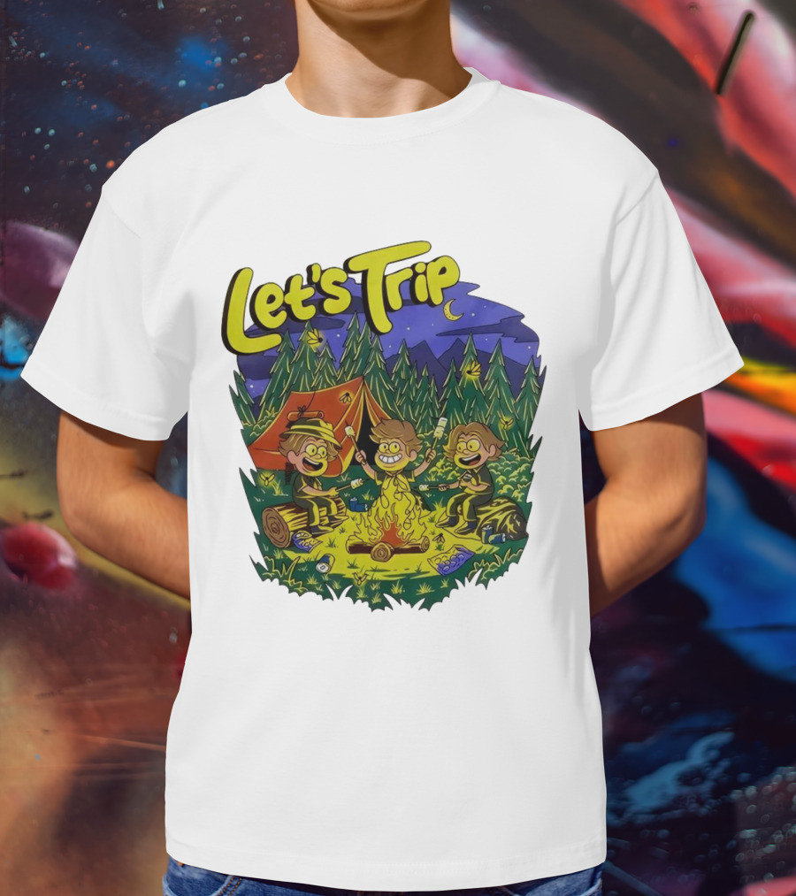 Let's Trip Around Campfire Cartoon Adventure T-Shirt