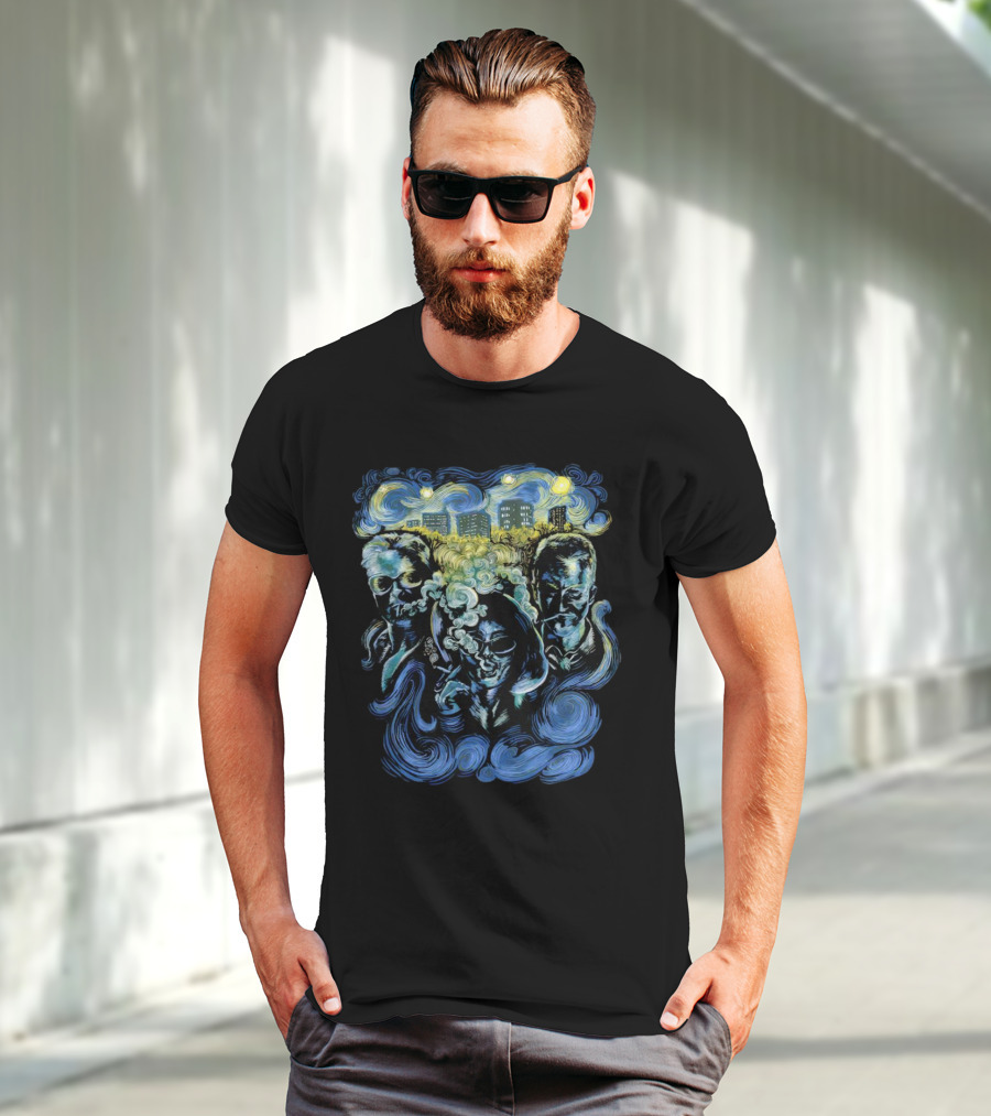 Fight Club Characters In Van Gogh’s Starry Night T-Shirt
