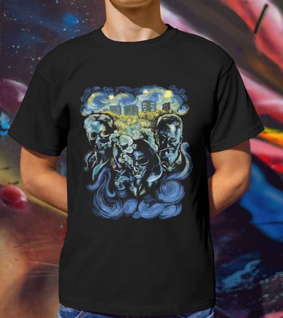 Fight Club Characters In Van Gogh’s Starry Night T-Shirt