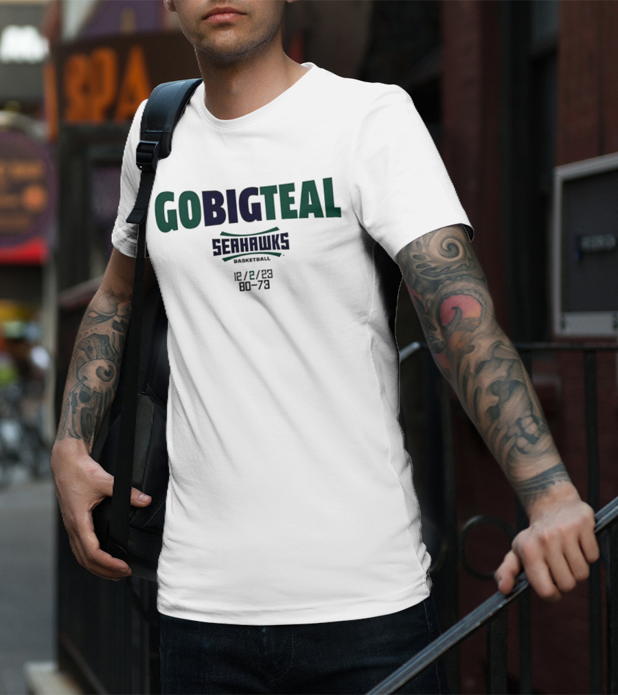 GOBIGTEAL Seattle Seahawks Basketball 12/8/23 Score 80-73 T-Shirt