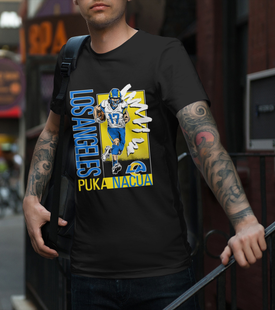Los Angeles Puka Nacua Rams 17 Player Caricature T-Shirt