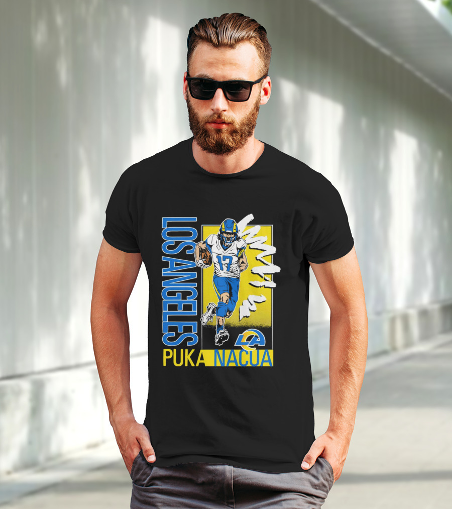 Los Angeles Puka Nacua Rams 17 Player Caricature T-Shirt