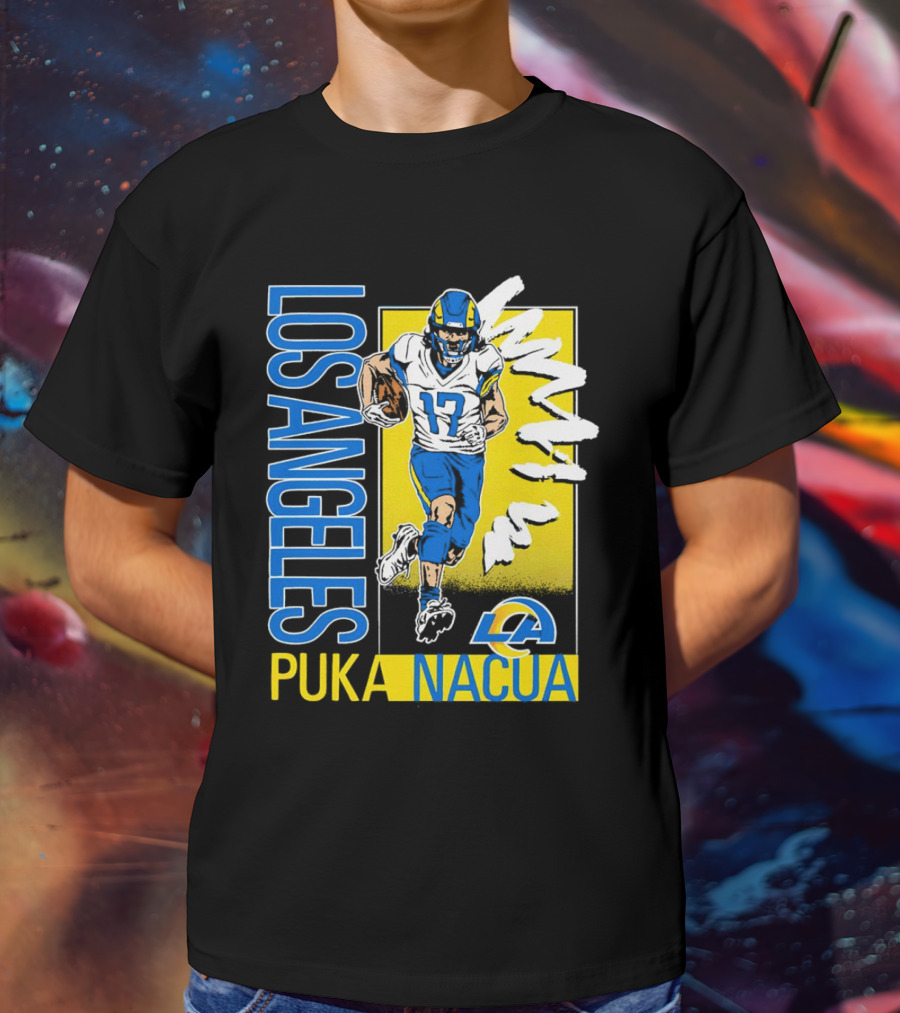 Los Angeles Puka Nacua Rams 17 Player Caricature T-Shirt