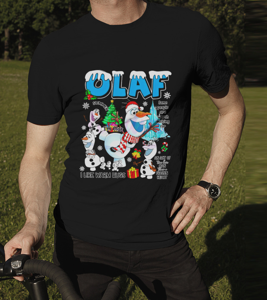 OLAF Summer I'm Olaf I Like Warm Hugs Christmas Santa Hat Some People Are Worth Melting For T-Shirt