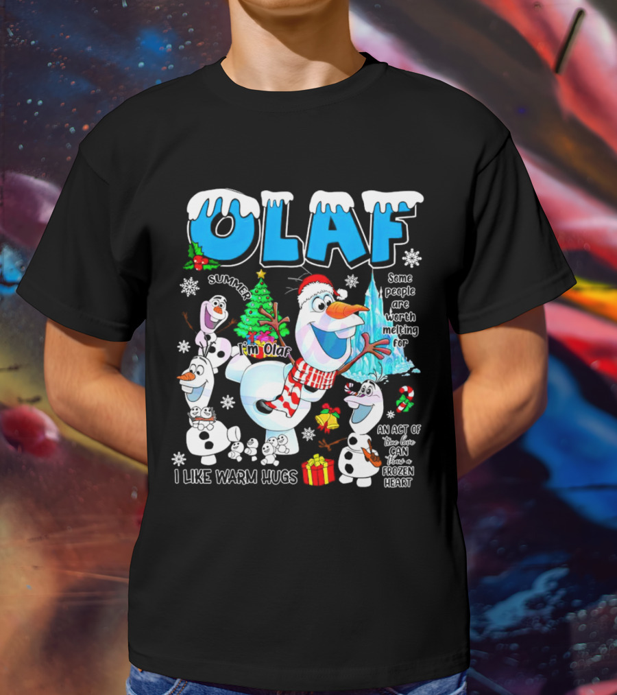 OLAF Summer I'm Olaf I Like Warm Hugs Christmas Santa Hat Some People Are Worth Melting For T-Shirt
