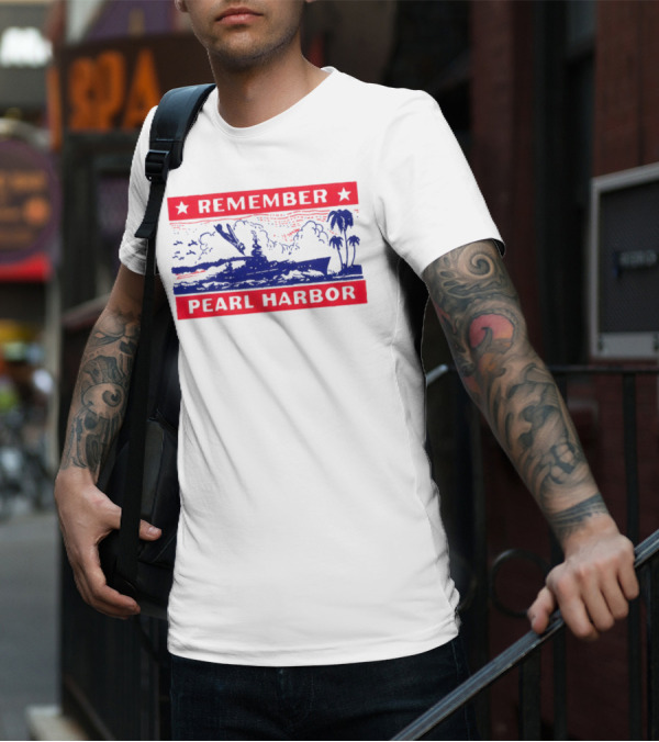 Remember Pearl Harbor 1941 Navy Ship And Palm Trees T-Shirt