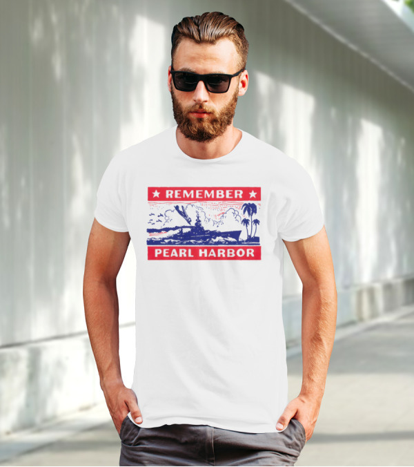 Remember Pearl Harbor 1941 Navy Ship And Palm Trees T-Shirt