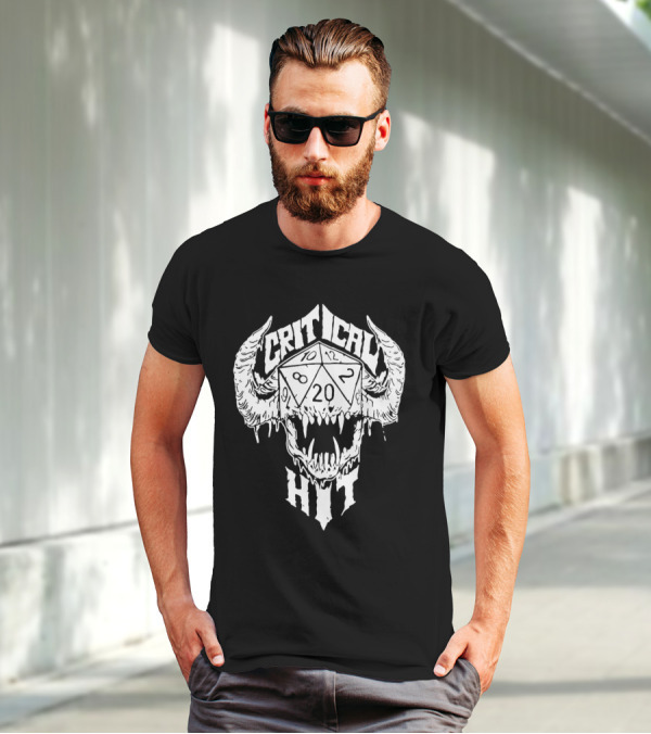 Critical Hit Dice Skull D20 Gaming T-Shirt