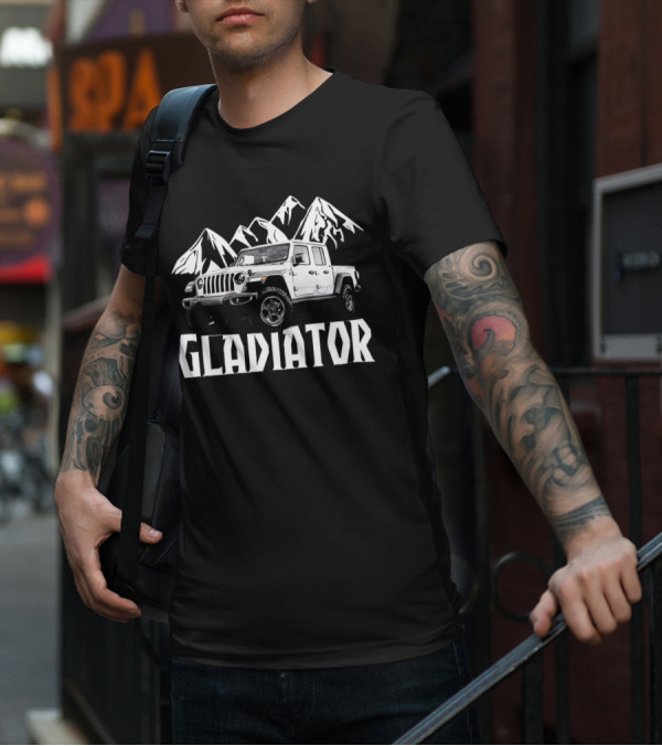 Gladiator Jeep With Mountain Background T-Shirt