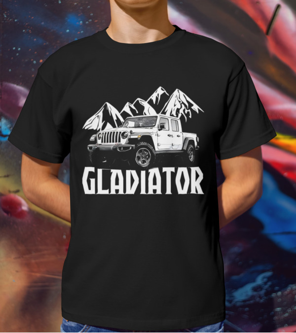Gladiator Jeep With Mountain Background T-Shirt