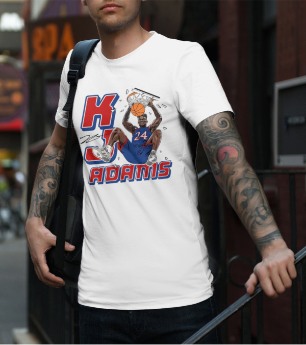 KJ Adams Kansas Jayhawks Dunking Basketball Player 24 Signature T-Shirt