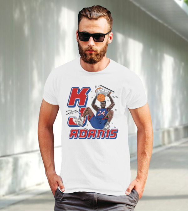 KJ Adams Kansas Jayhawks Dunking Basketball Player 24 Signature T-Shirt