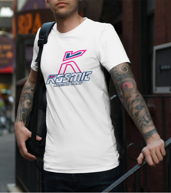 Kosmic Racing Kart K Logo Blue And Pink T-Shirt