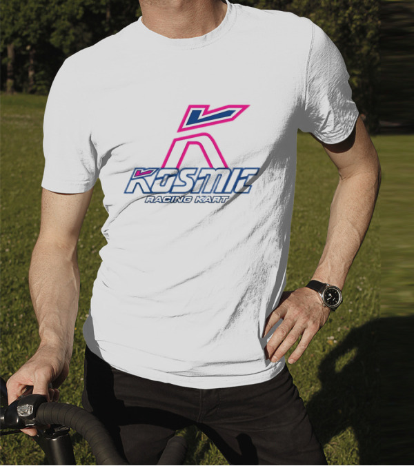 Kosmic Racing Kart K Logo Blue And Pink T-Shirt