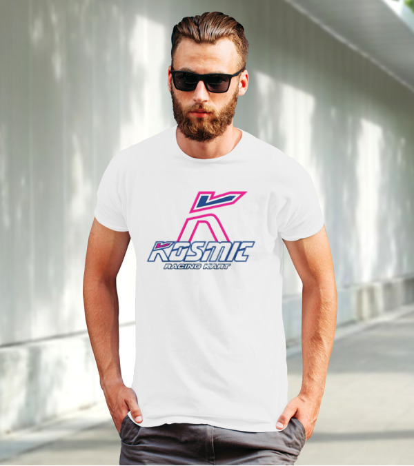 Kosmic Racing Kart K Logo Blue And Pink T-Shirt