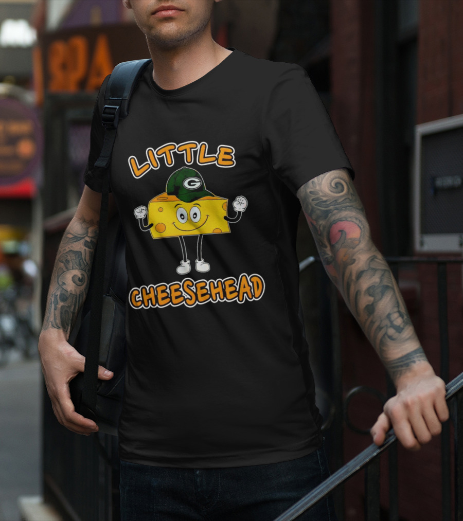 Green Bay Packers Little Cheesehead Illustration With Football Helmet T-Shirt
