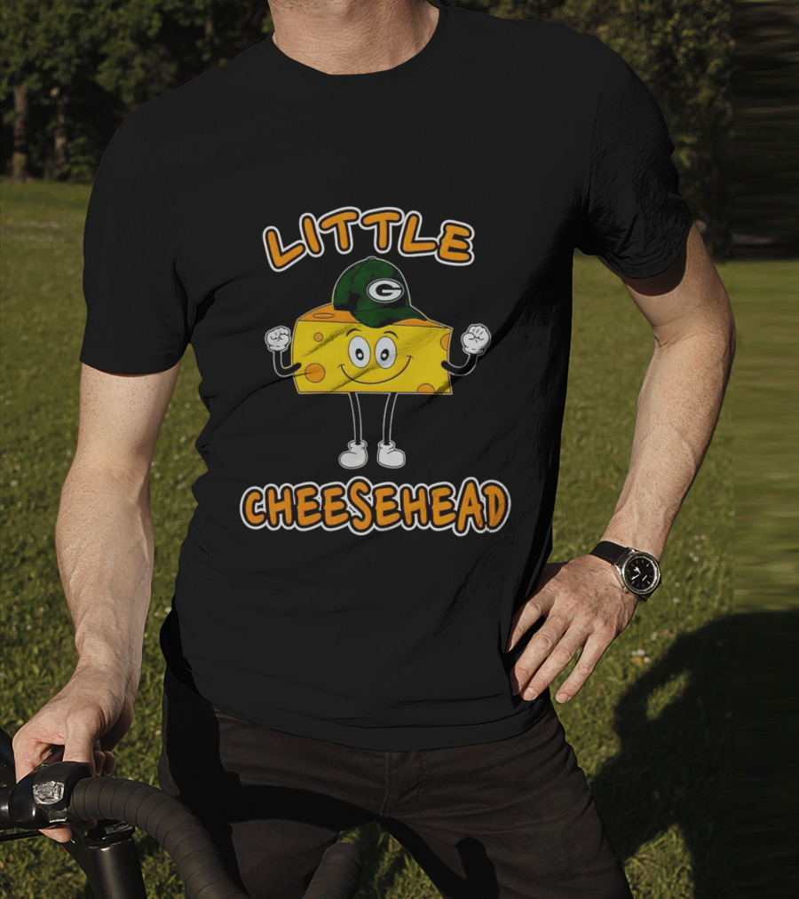 Green Bay Packers Little Cheesehead Illustration With Football Helmet T-Shirt
