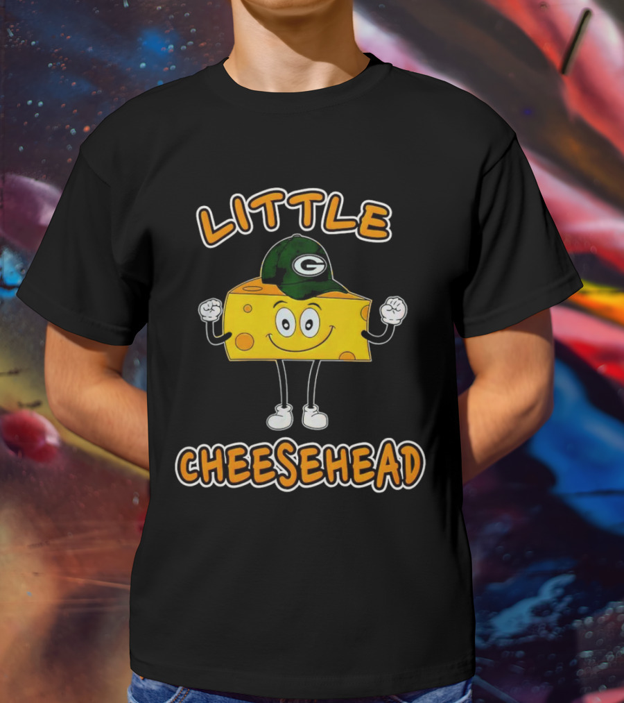Green Bay Packers Little Cheesehead Illustration With Football Helmet T-Shirt