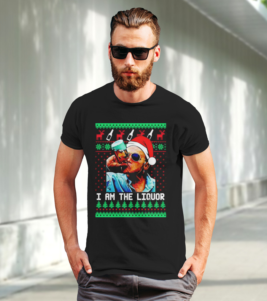 Jim Lahey I Am The Liquor Christmas Santa Hat Reindeer And Bottles T-Shirt