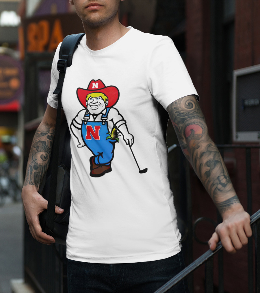Nebraska Huskers Herbie Husker Iconic Corn Golf Character T-Shirt