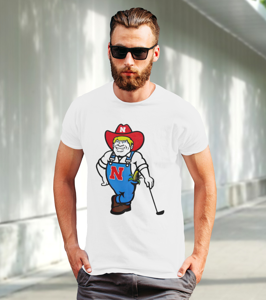 Nebraska Huskers Herbie Husker Iconic Corn Golf Character T-Shirt