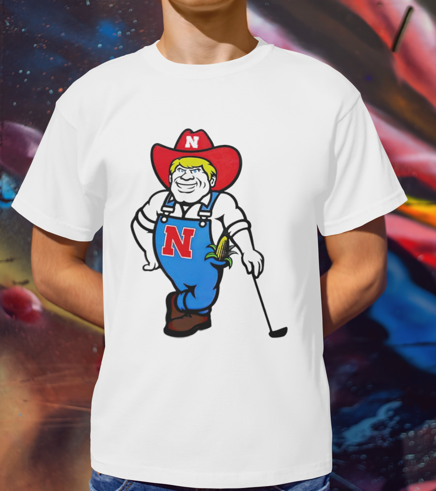 Nebraska Huskers Herbie Husker Iconic Corn Golf Character T-Shirt