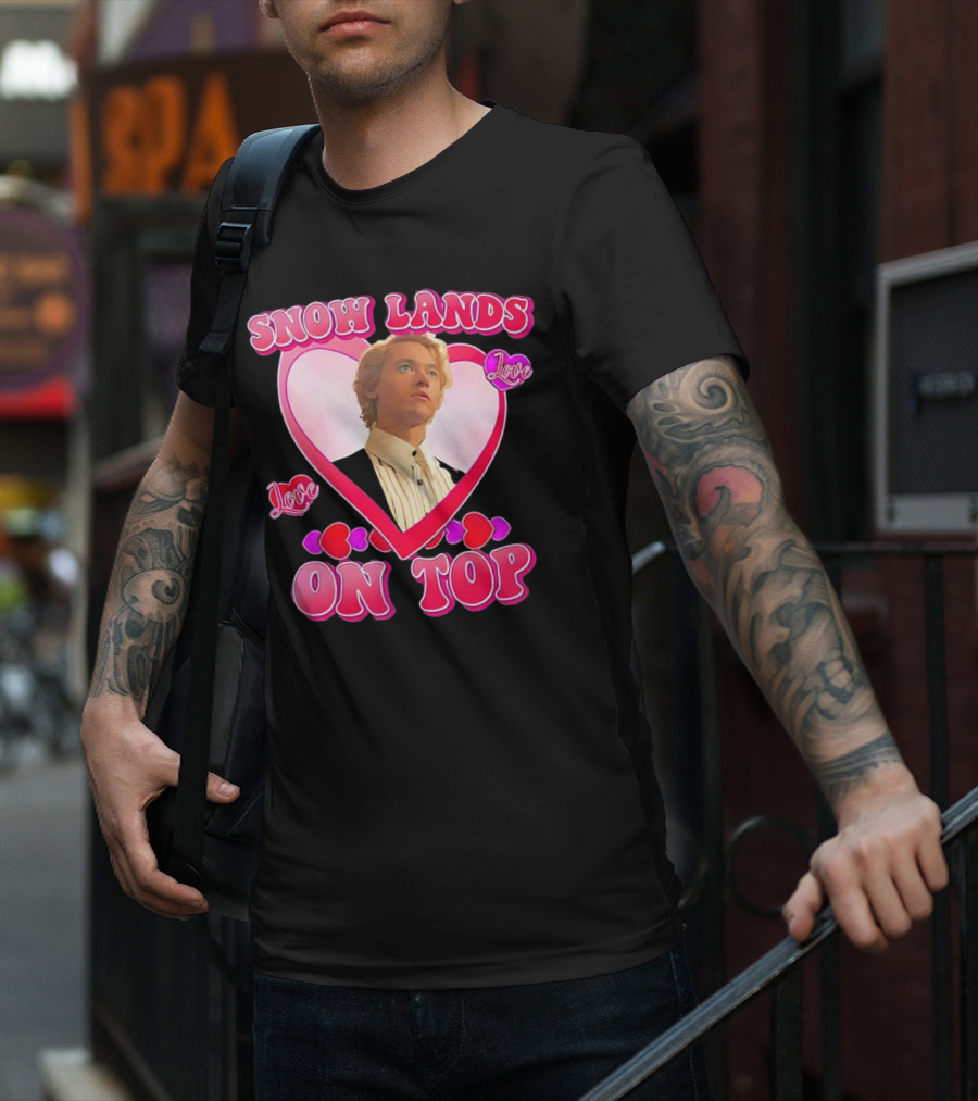 Snow Lands Love On Top Heart Framed Portrait Romance T-Shirt