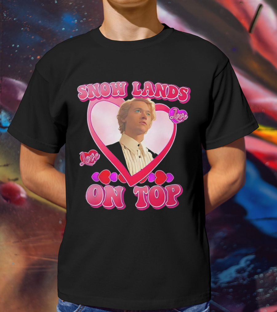 Snow Lands Love On Top Heart Framed Portrait Romance T-Shirt