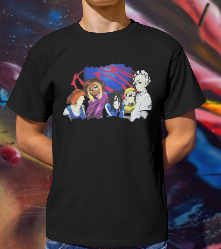 Rare Vintage 1998 Korn Cartoon Characters With Bold Red And Blue Elements T-Shirt