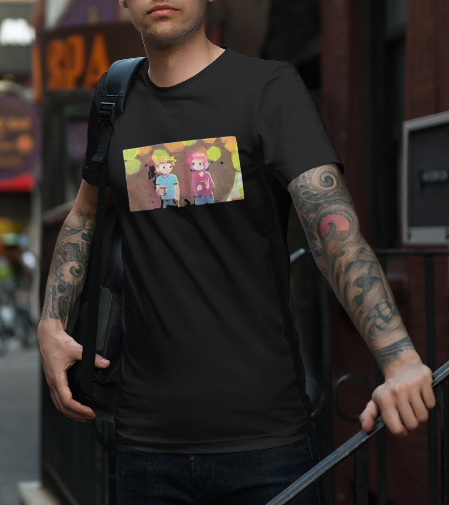 Scott Pilgrim Takes Off Hexagon Tree Scene T-Shirt