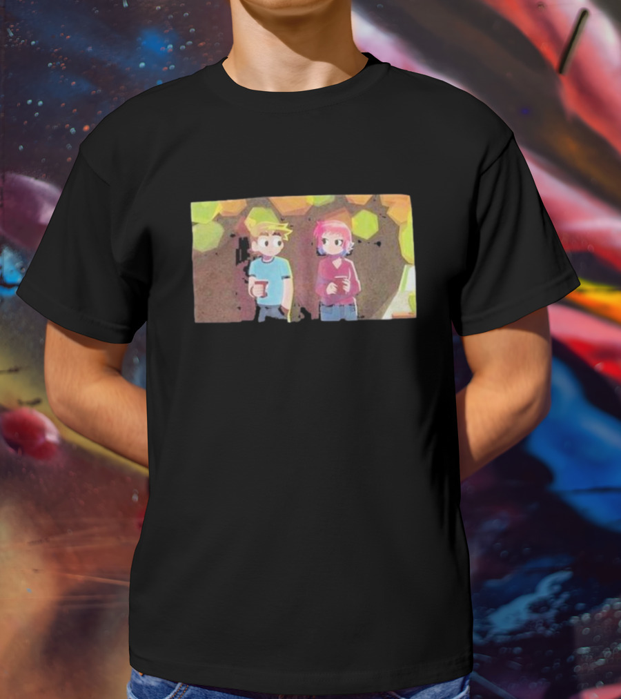Scott Pilgrim Takes Off Hexagon Tree Scene T-Shirt