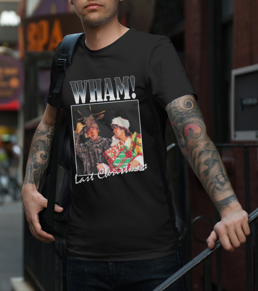 WHAM Last Christmas Reindeer And Santa Costume Scene T-Shirt