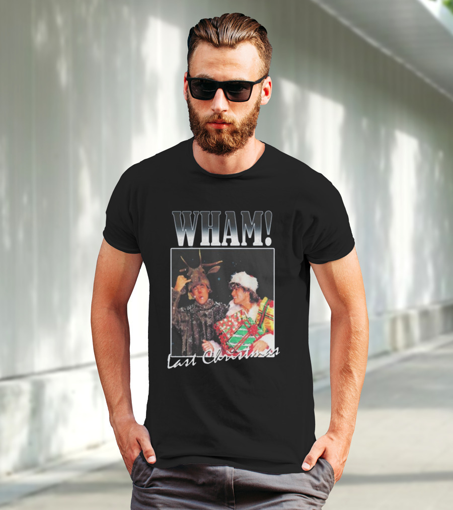 WHAM Last Christmas Reindeer And Santa Costume Scene T-Shirt