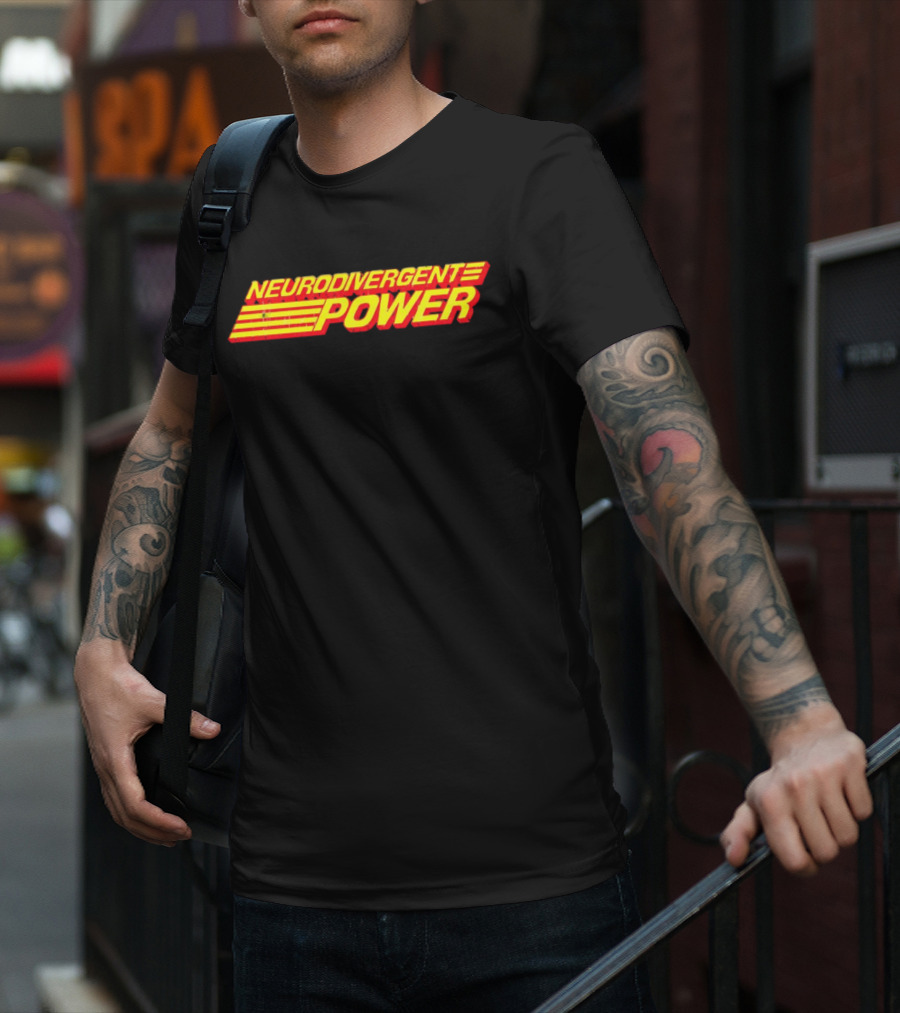 Neurodivergent Power Bold Yellow Red Stripes Empowerment T-Shirt