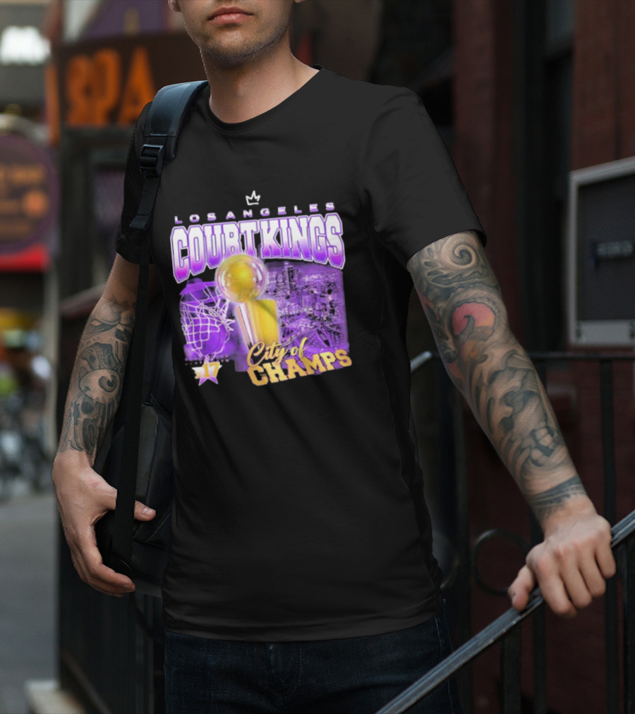Los Angeles Court Kings City Of Champs 17 Golden Trophy T-Shirt