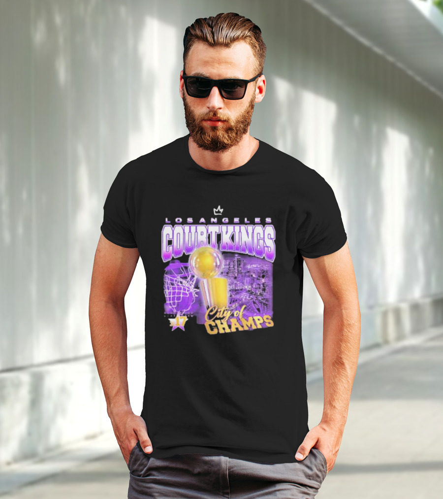 Los Angeles Court Kings City Of Champs 17 Golden Trophy T-Shirt