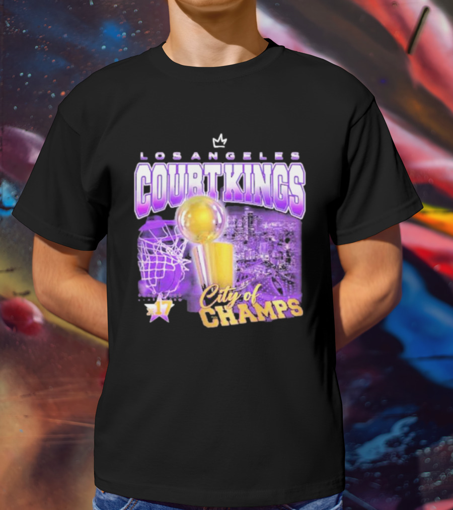 Los Angeles Court Kings City Of Champs 17 Golden Trophy T-Shirt